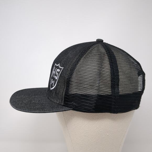 HSM Snapback Trucker Hat Black One Size Adjustable Embroidered Mesh Back - Picture 3 of 9